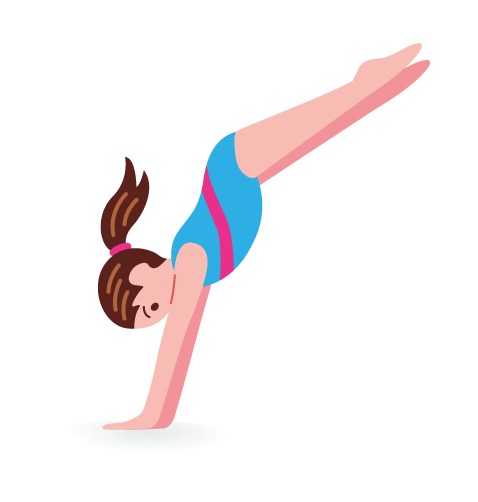 Cartoon gymnast doing a handstand