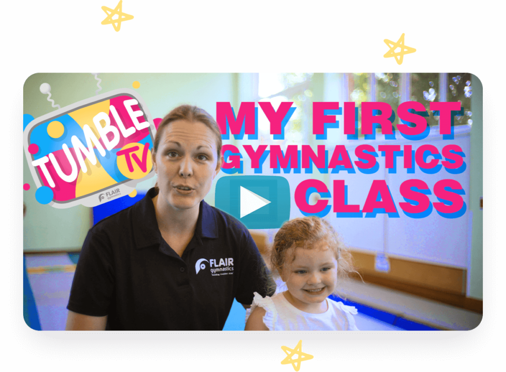 Flair Gymnastics coach sits with her daughter at her class