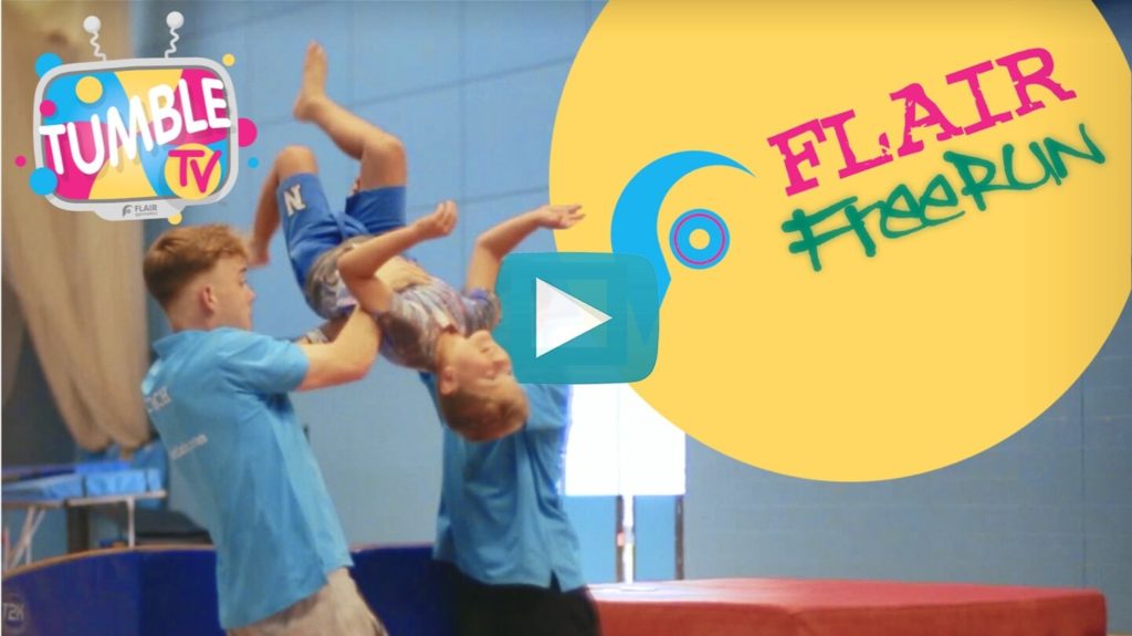 Flair Gymnastics freerunning coaches support child