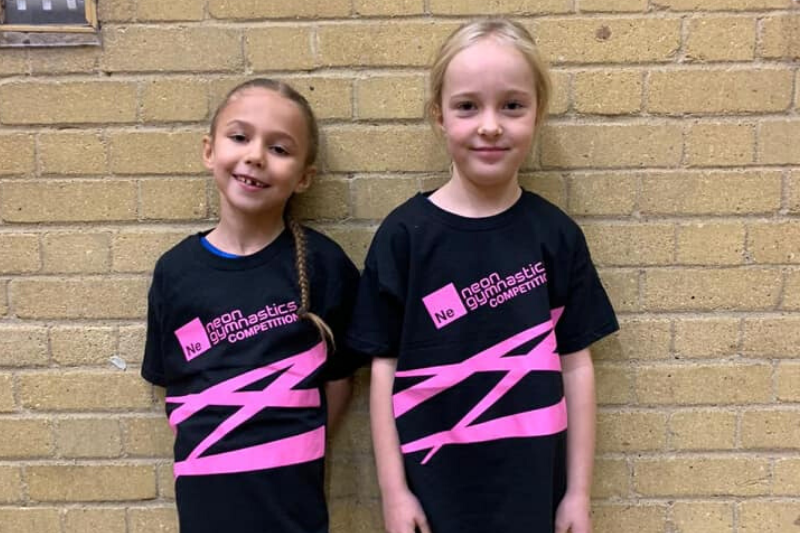 Two young display squad girls at the Neon competition 